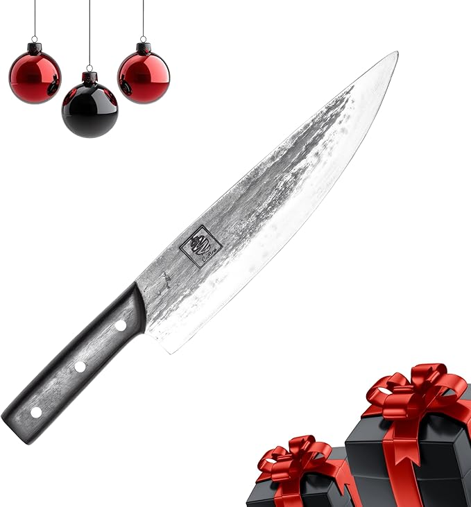 COOLINA Tungsten XL Chef Knife, Kitchen Utility Knife for Cutting, Chopping Meat, Vegetables 9-inch Blade, German Tungsten Steel